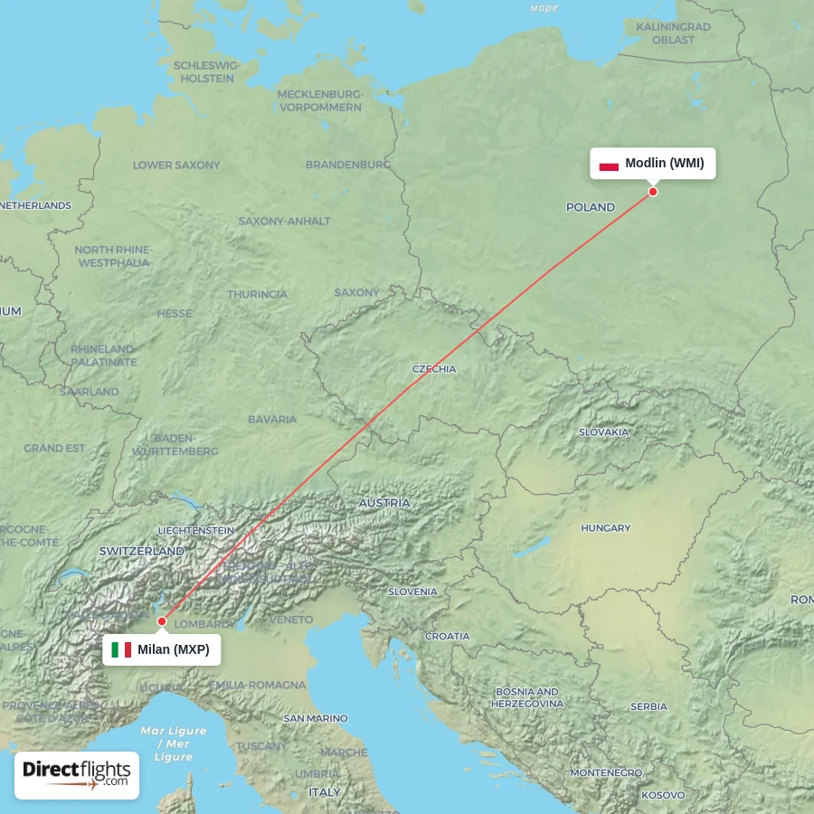 WMI - MXP route map