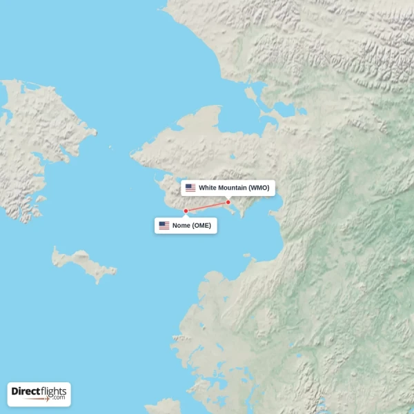 White Mountain - Nome direct flight map