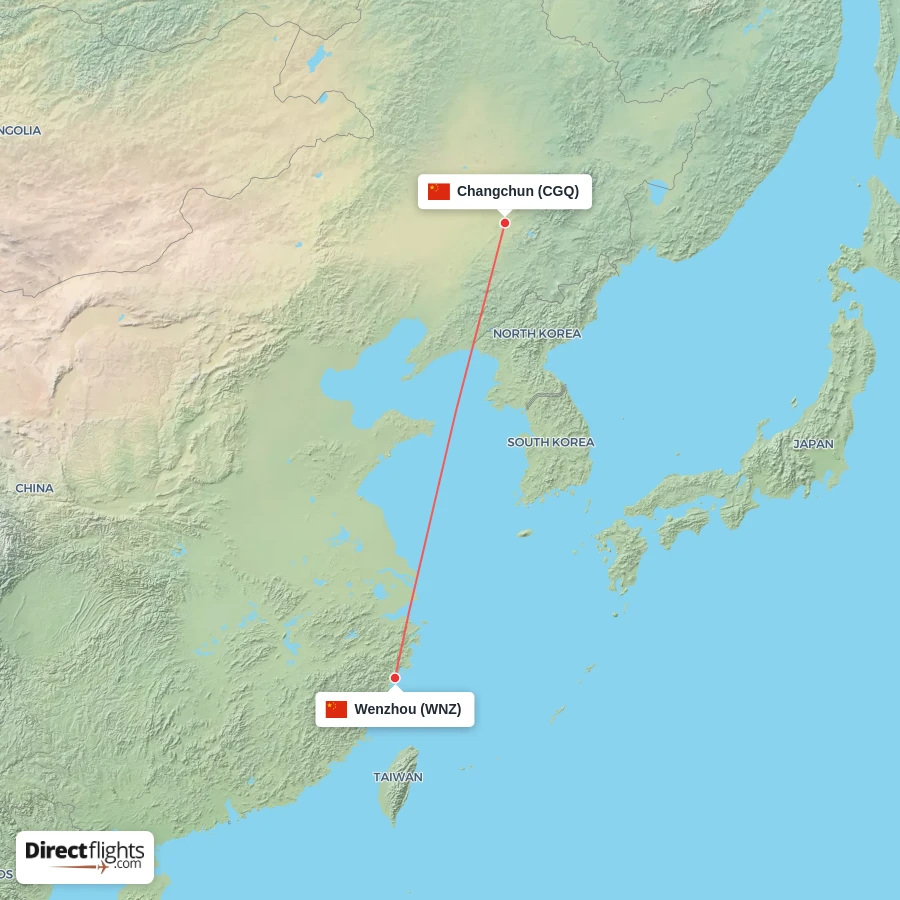 WNZ - CGQ route map