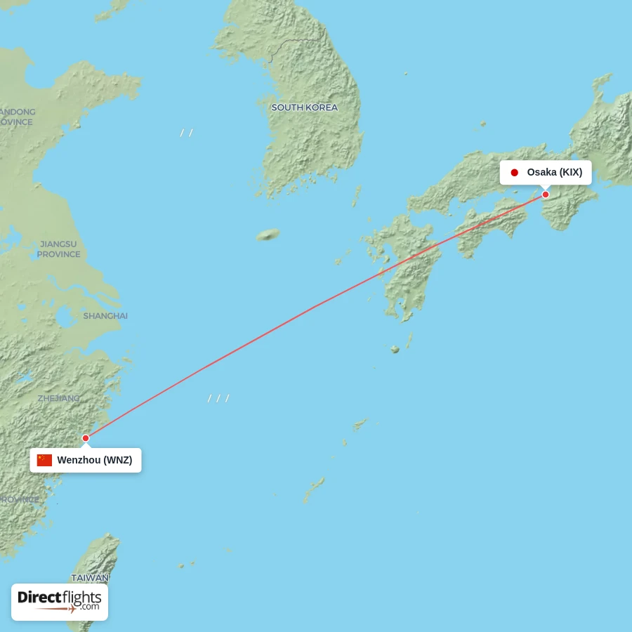 WNZ - KIX route map