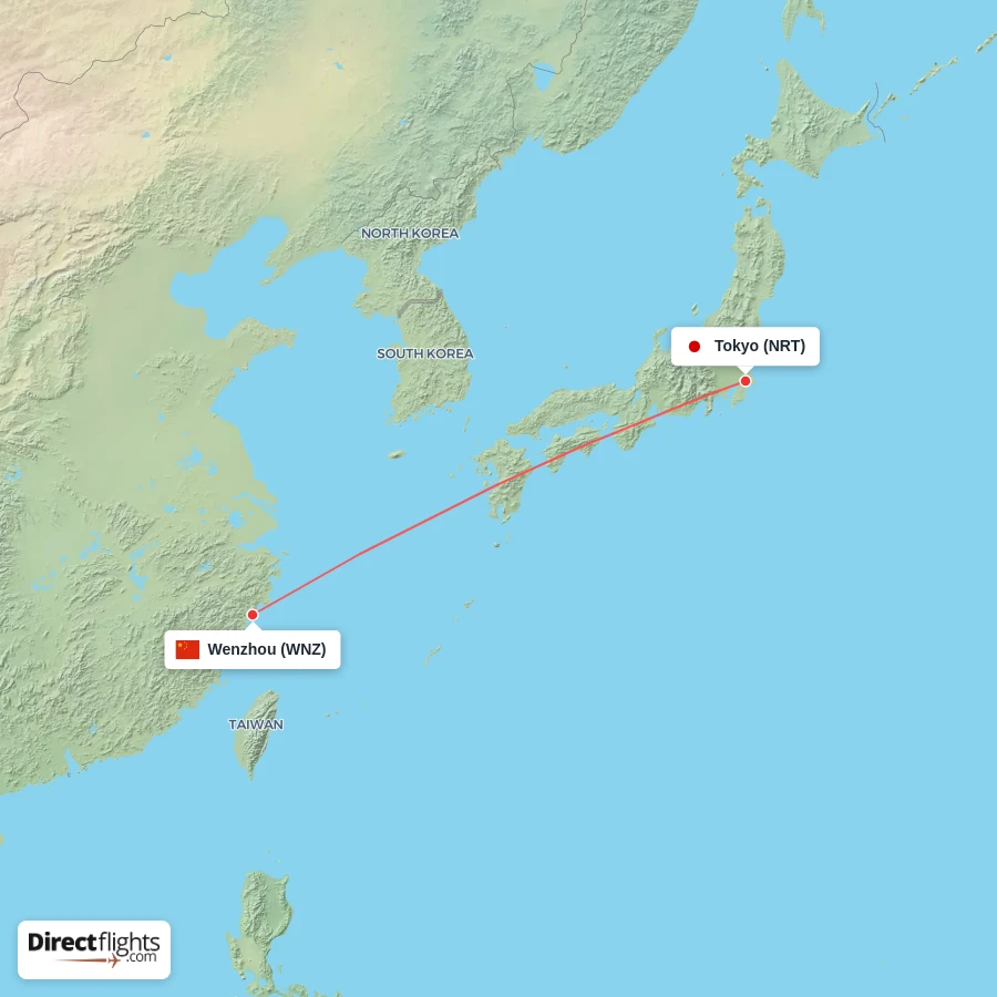 WNZ - NRT route map