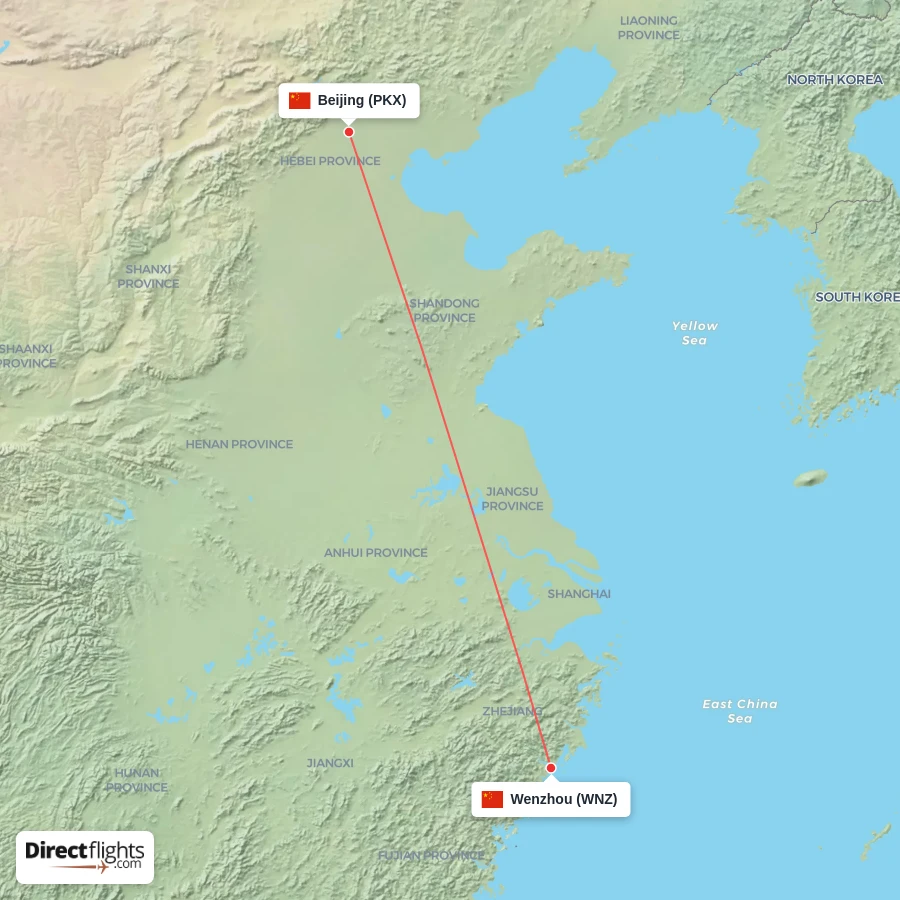 WNZ - PKX route map