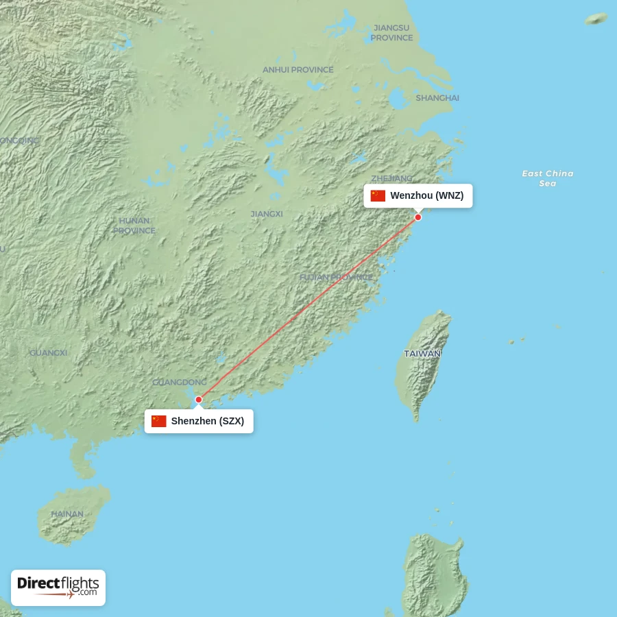 WNZ - SZX route map
