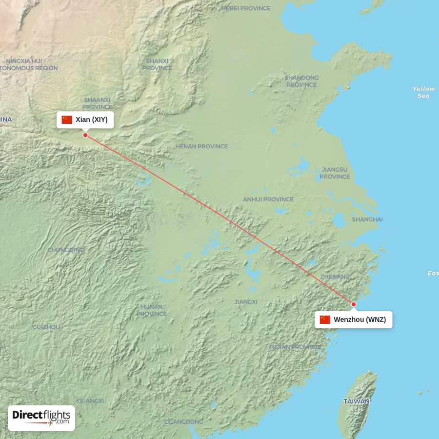 WNZ - XIY route map