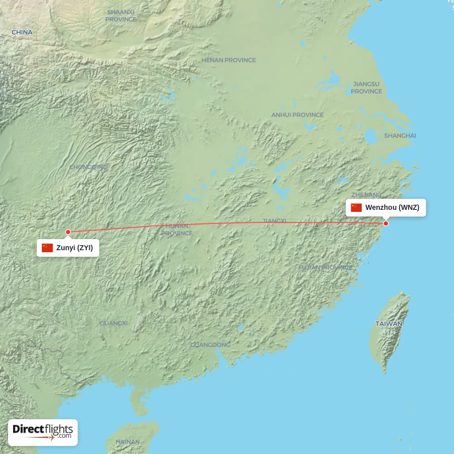 WNZ - ZYI route map