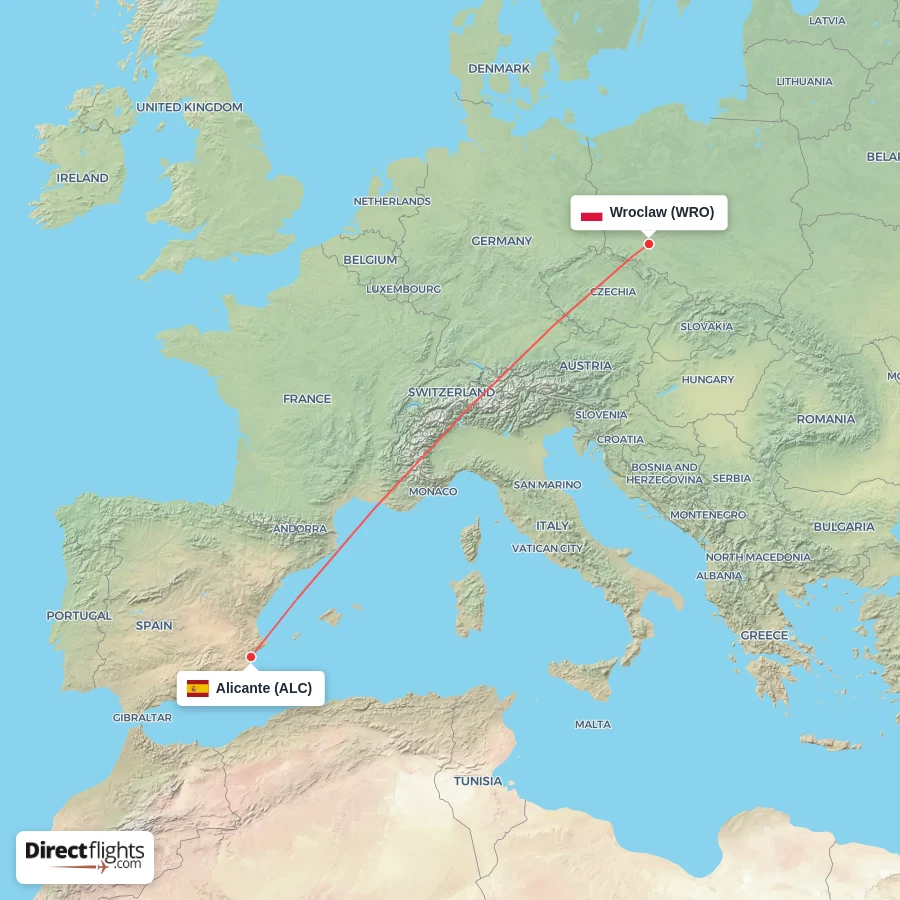 WRO - ALC route map