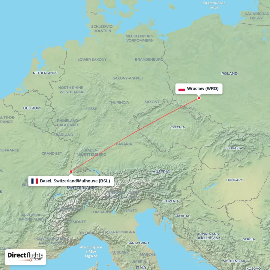 WRO - BSL route map