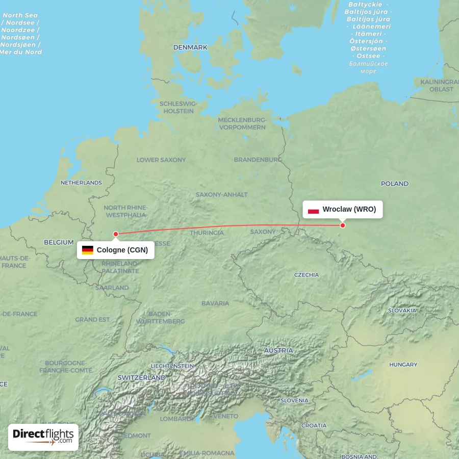 WRO - CGN route map