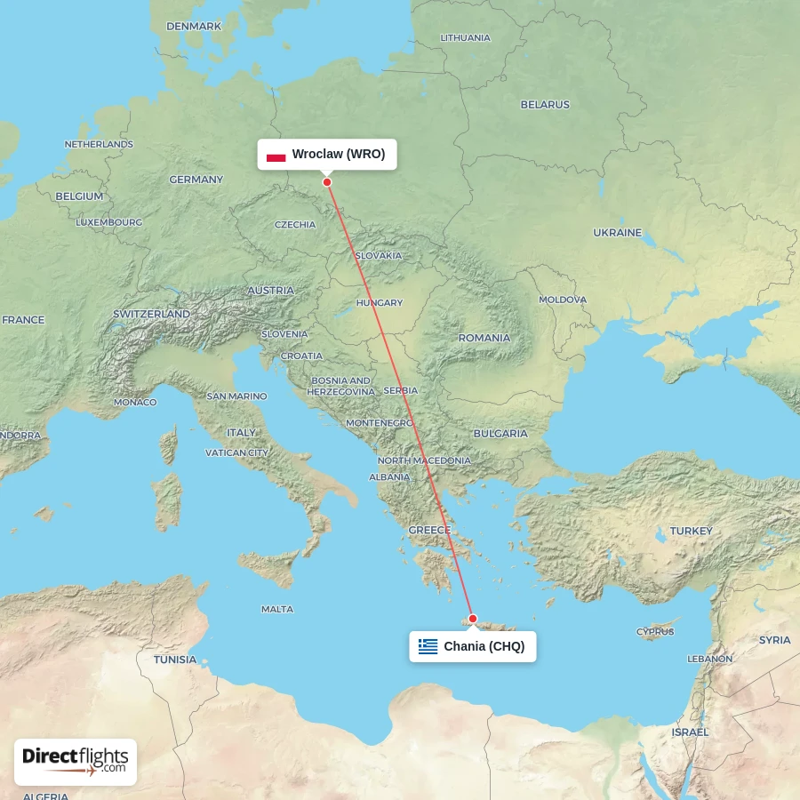 WRO - CHQ route map