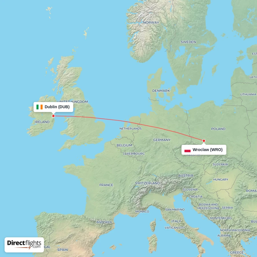 WRO - DUB route map