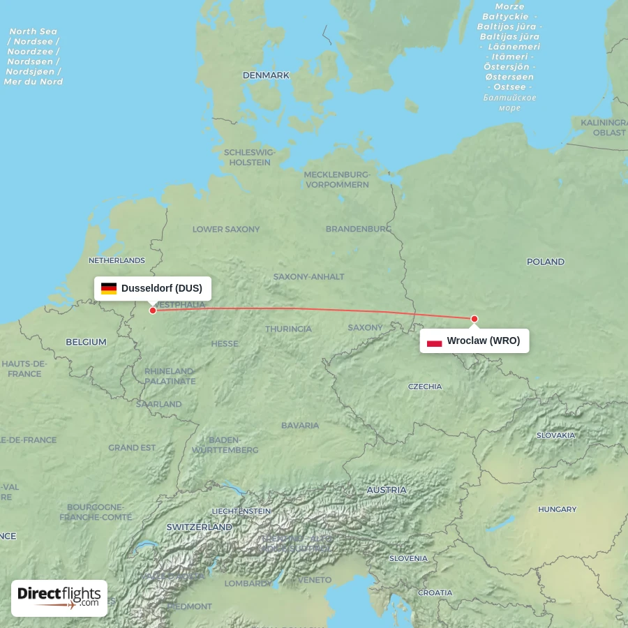 WRO - DUS route map