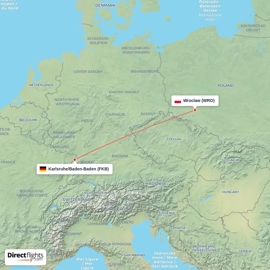 WRO - FKB route map
