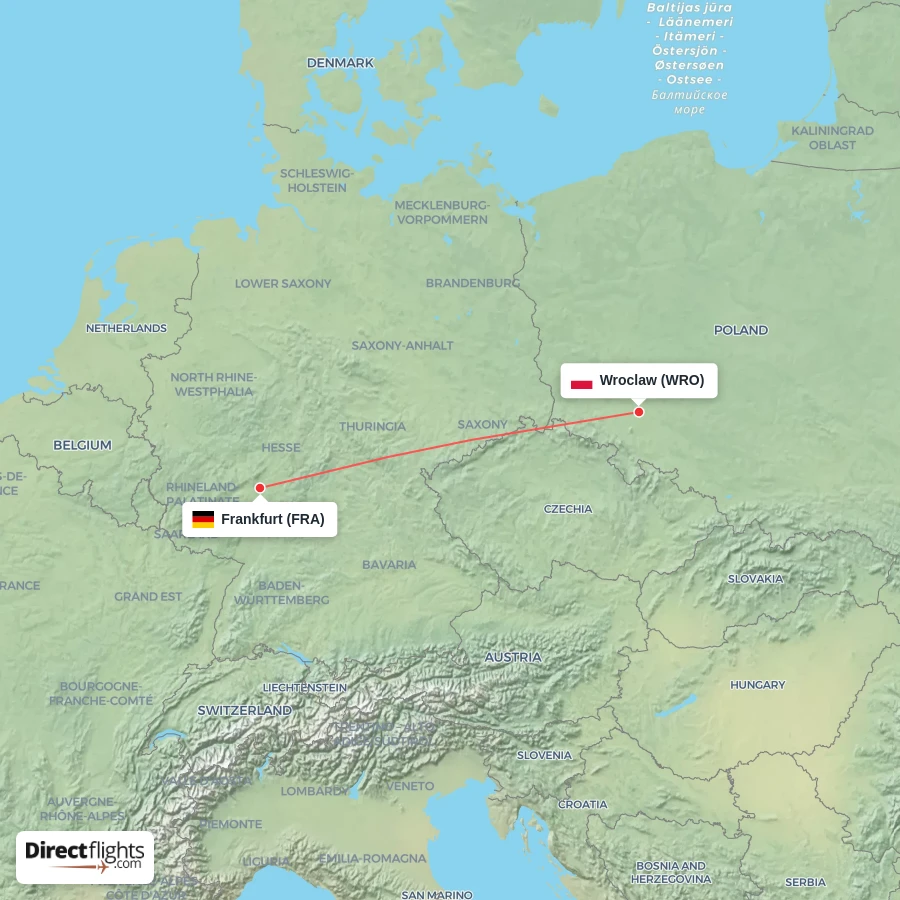 WRO - FRA route map