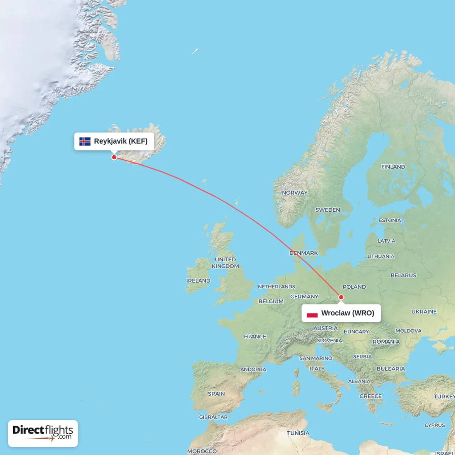 WRO - KEF route map