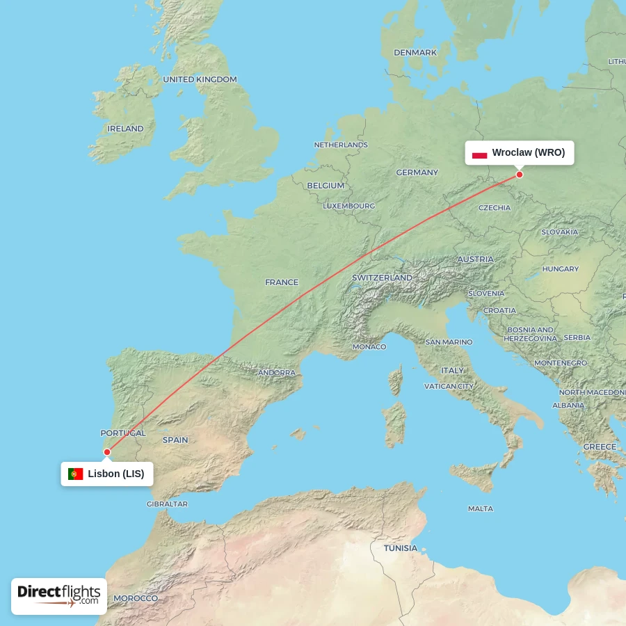 WRO - LIS route map