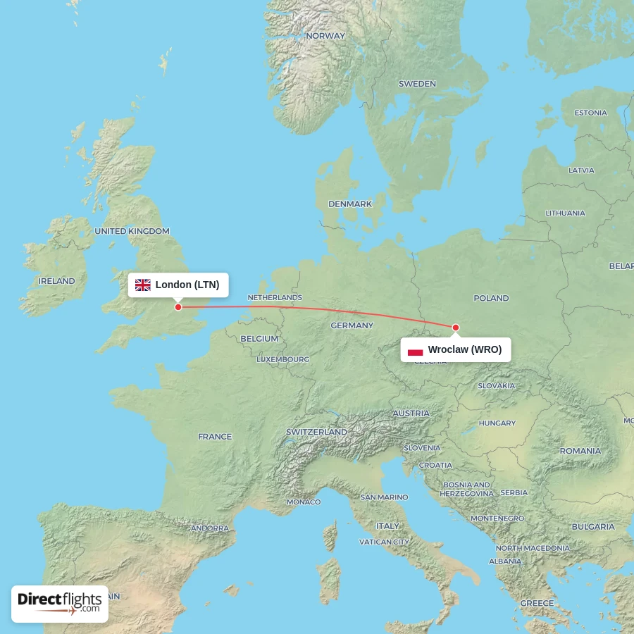 WRO - LTN route map