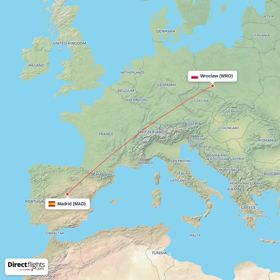 WRO - MAD route map