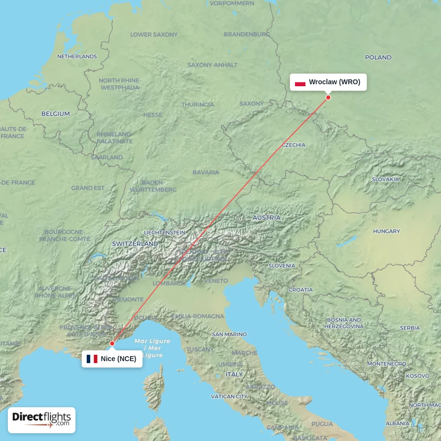WRO - NCE route map