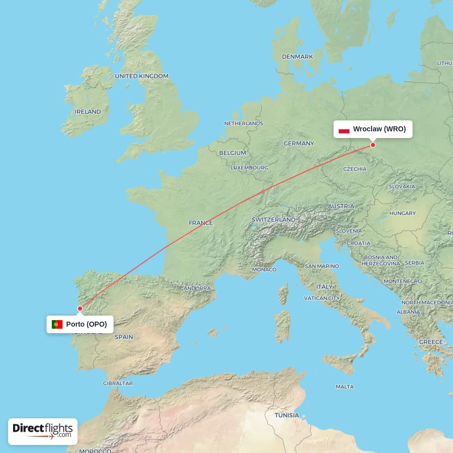 WRO - OPO route map