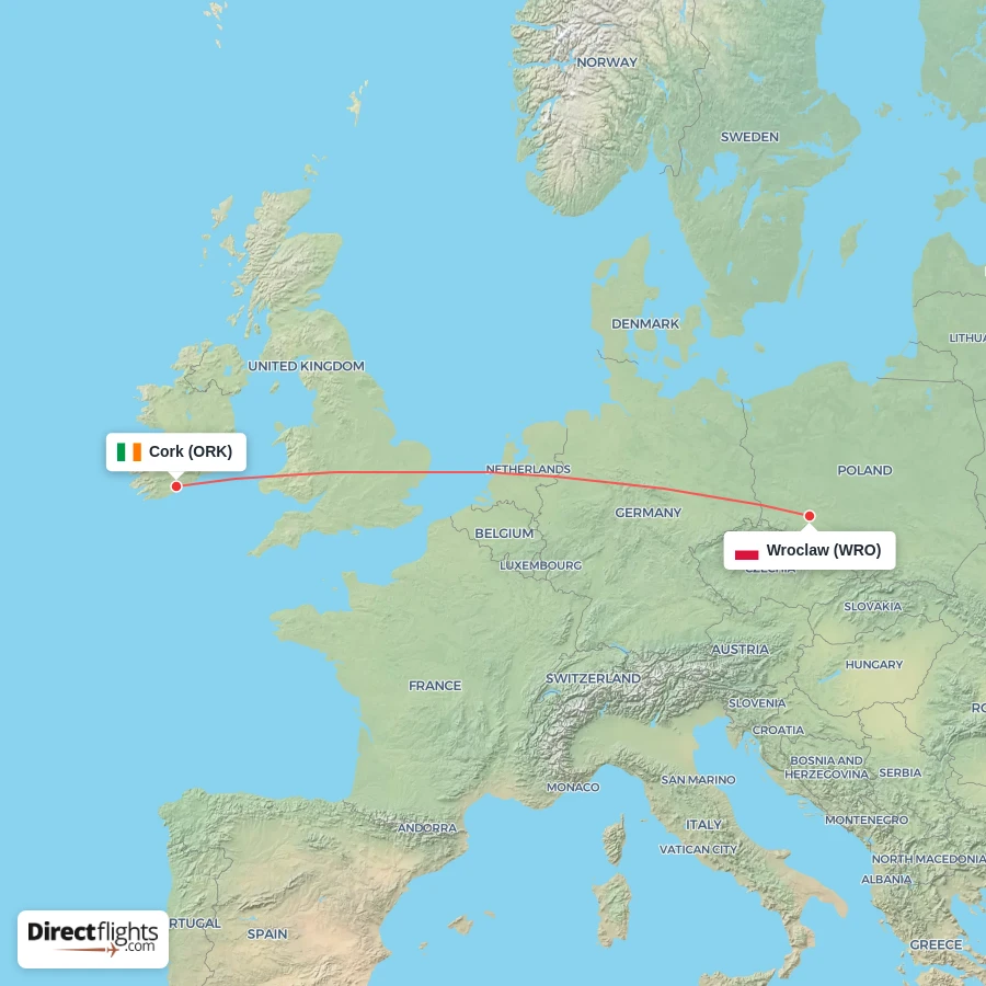 WRO - ORK route map