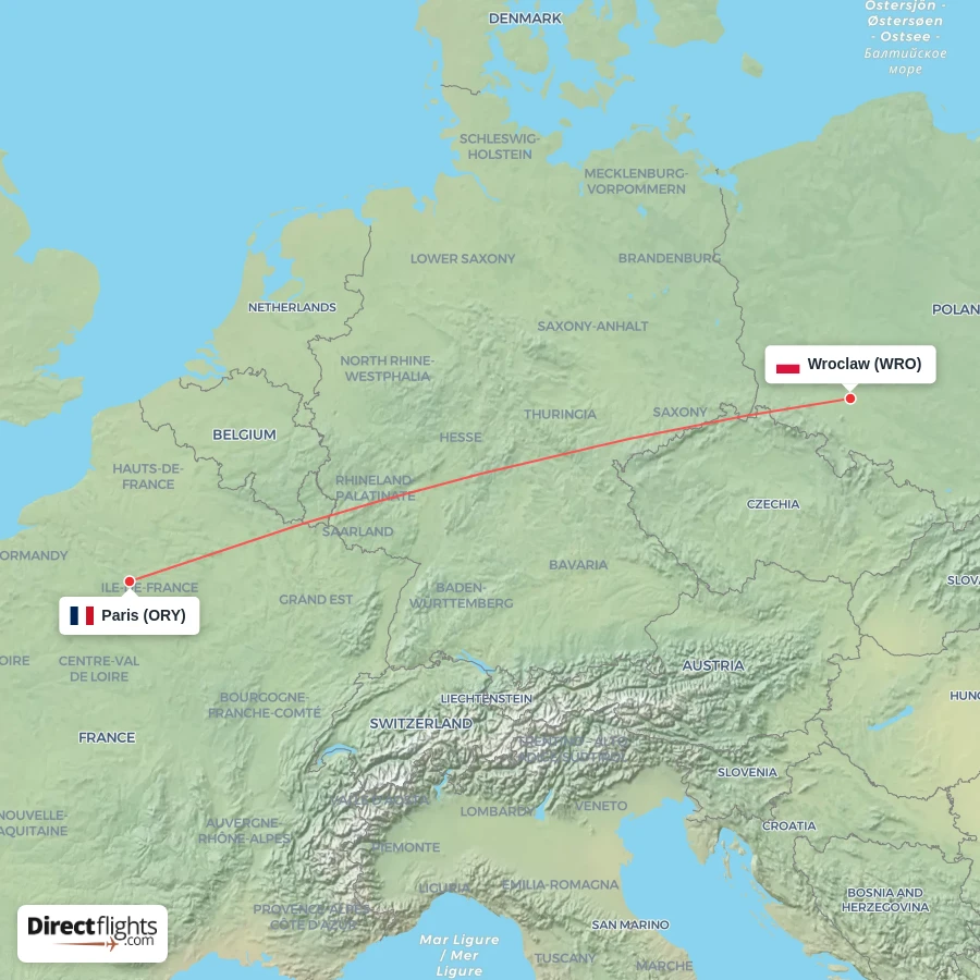 WRO - ORY route map