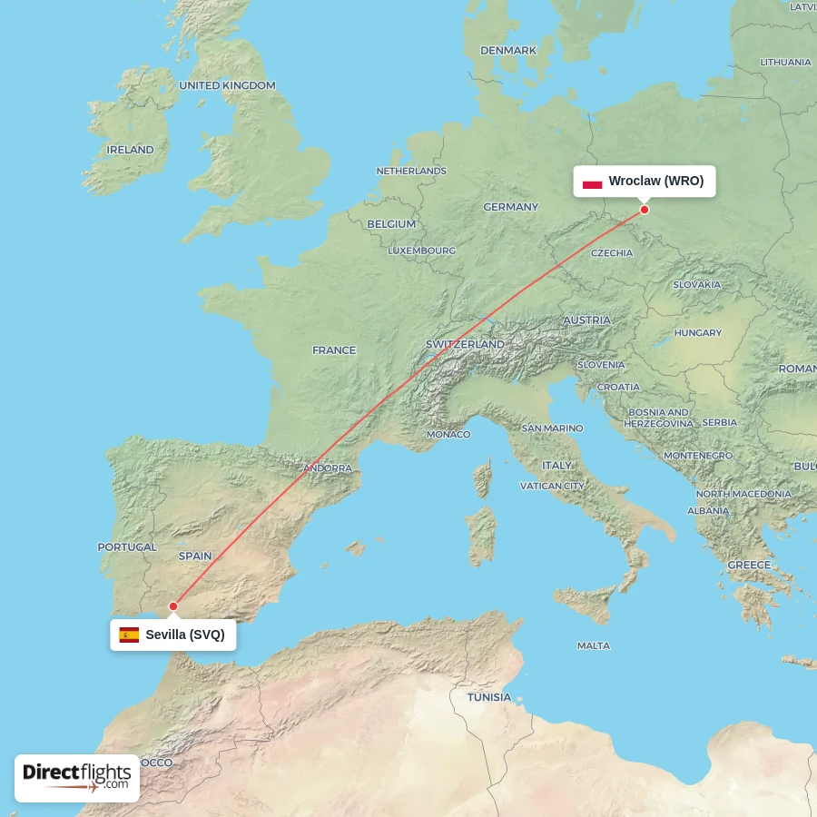 WRO - SVQ route map