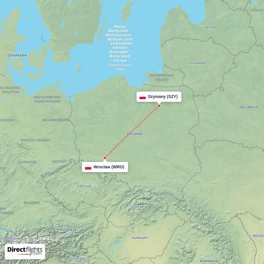 WRO - SZY route map
