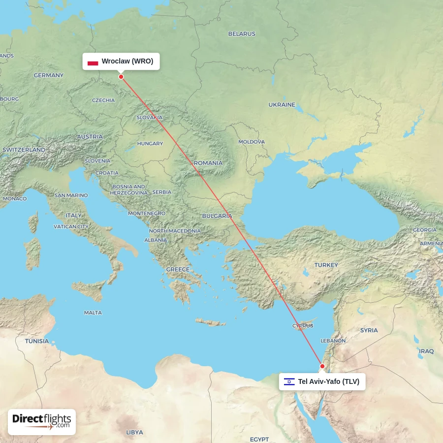 WRO - TLV route map
