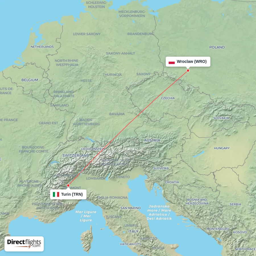 WRO - TRN route map
