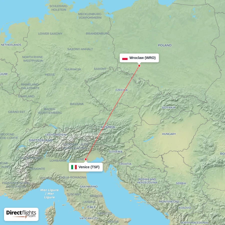 WRO - TSF route map