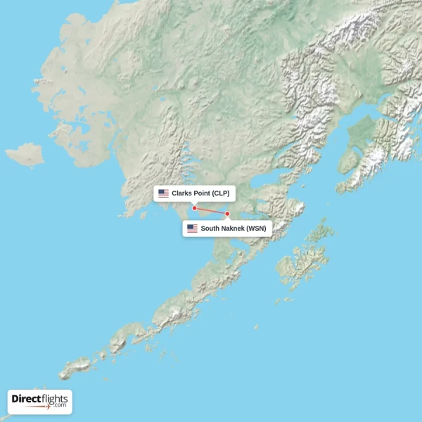 South Naknek - Clarks Point direct flight map