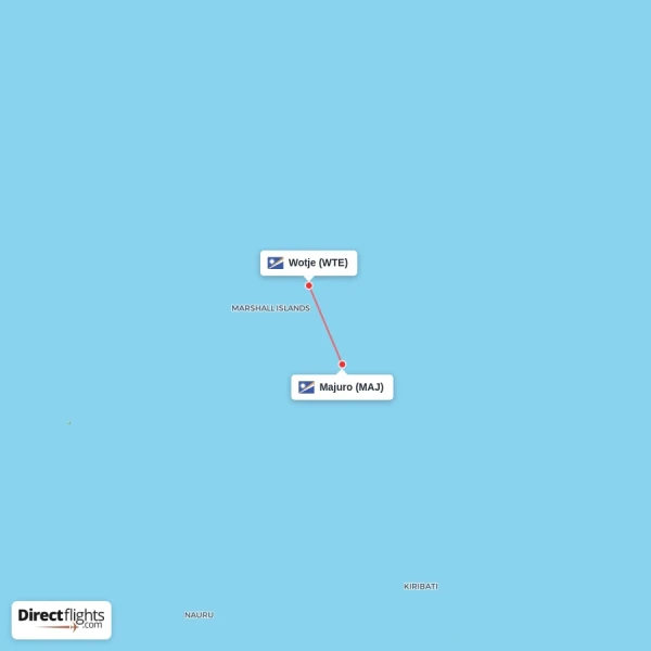 Wotje - Majuro direct flight map