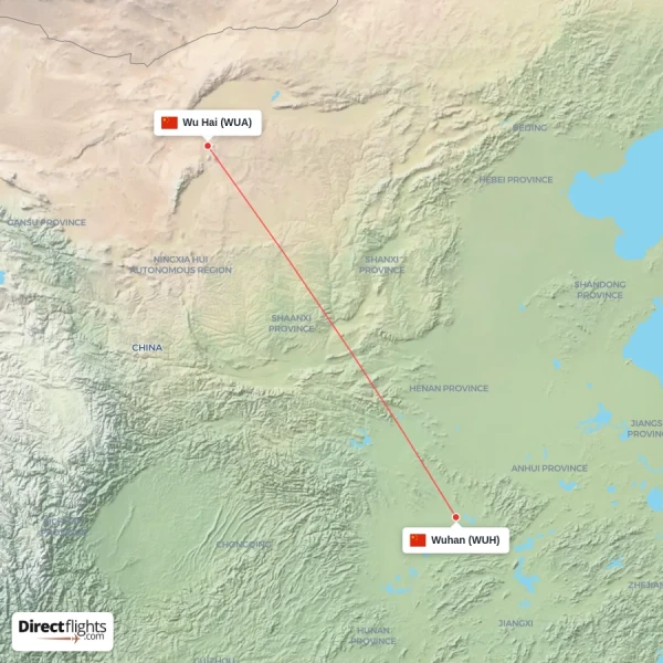 Wu Hai - Wuhan direct flight map