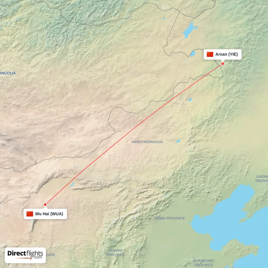 WUA - YIE route map
