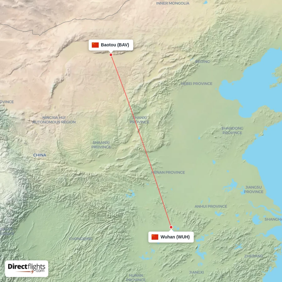 WUH - BAV route map