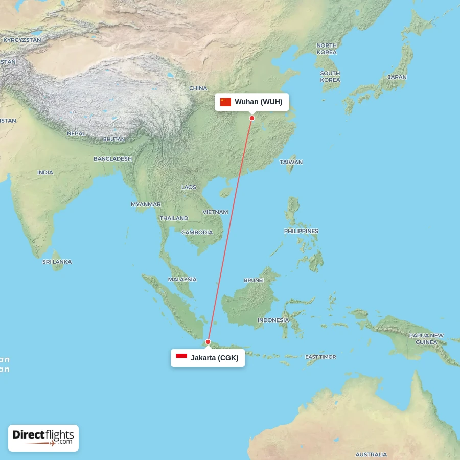 WUH - CGK route map
