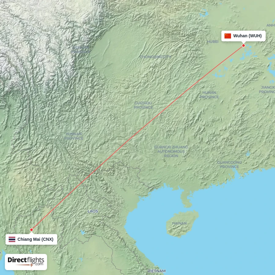 WUH - CNX route map
