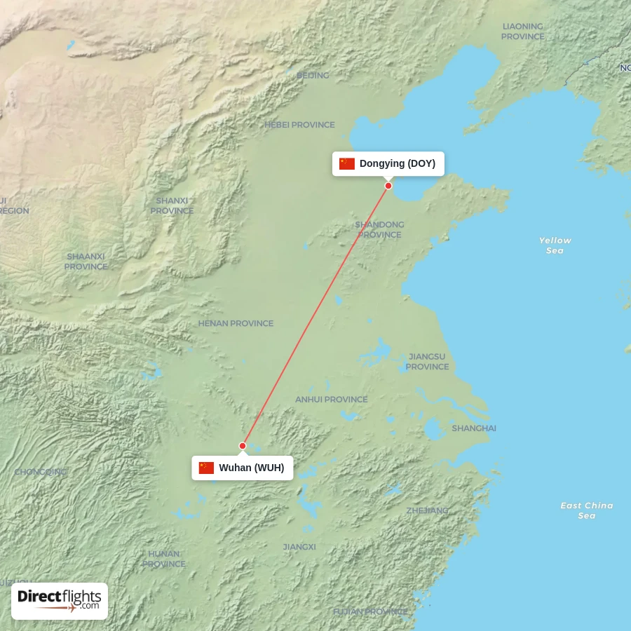 WUH - DOY route map