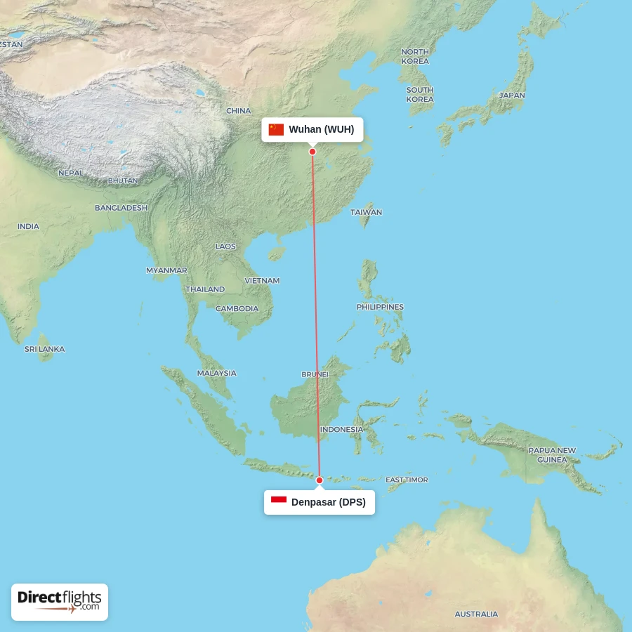WUH - DPS route map