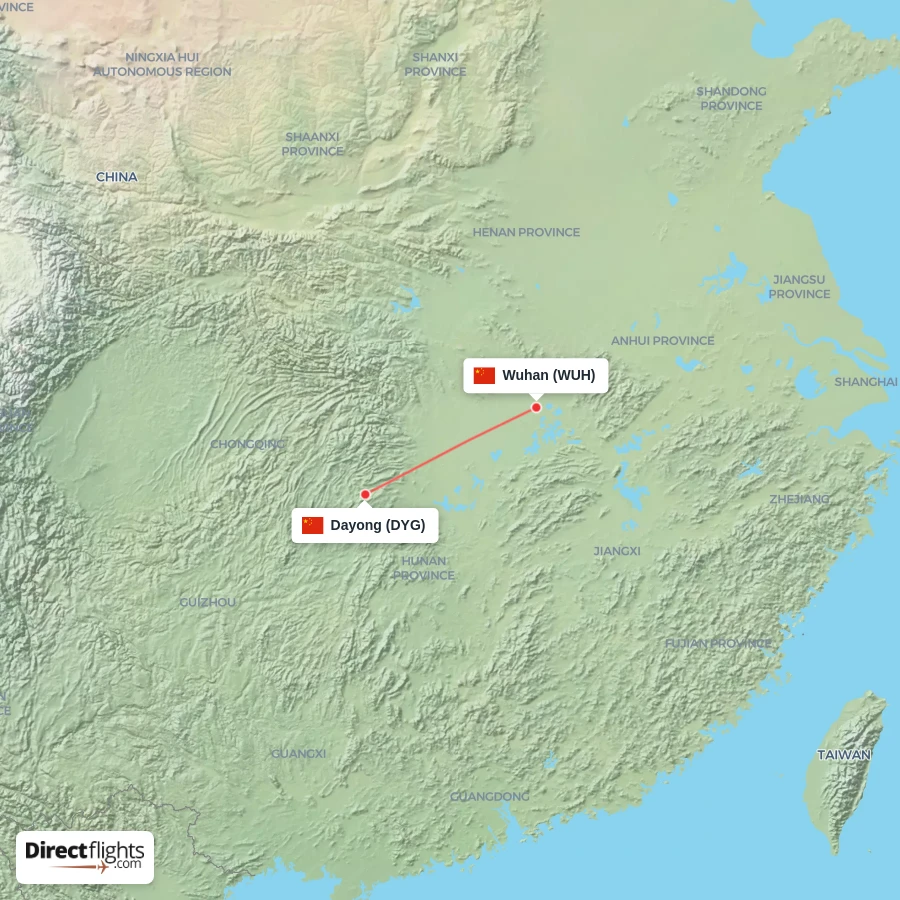 WUH - DYG route map