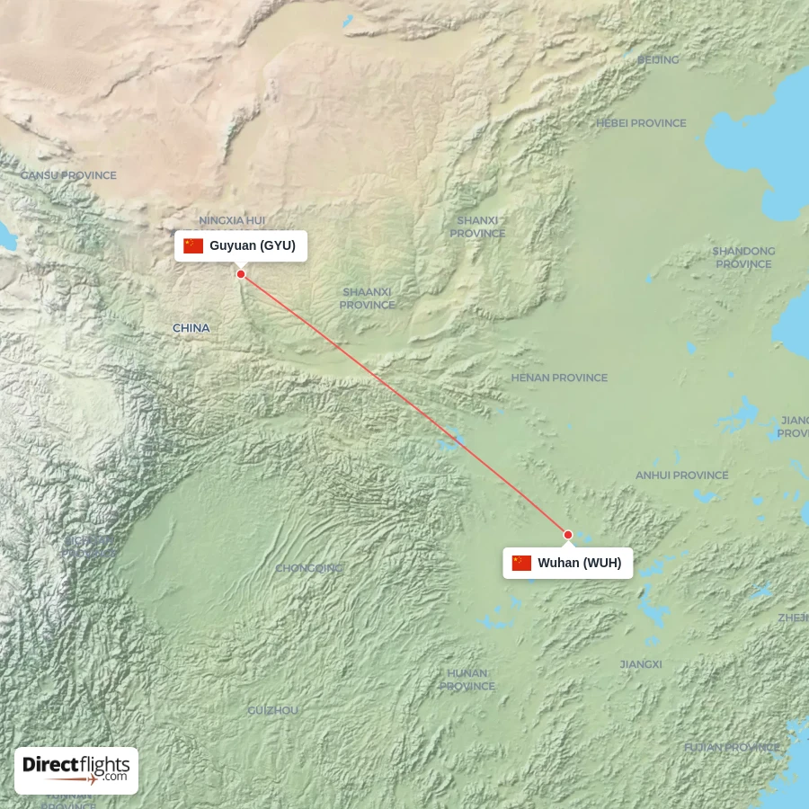 WUH - GYU route map