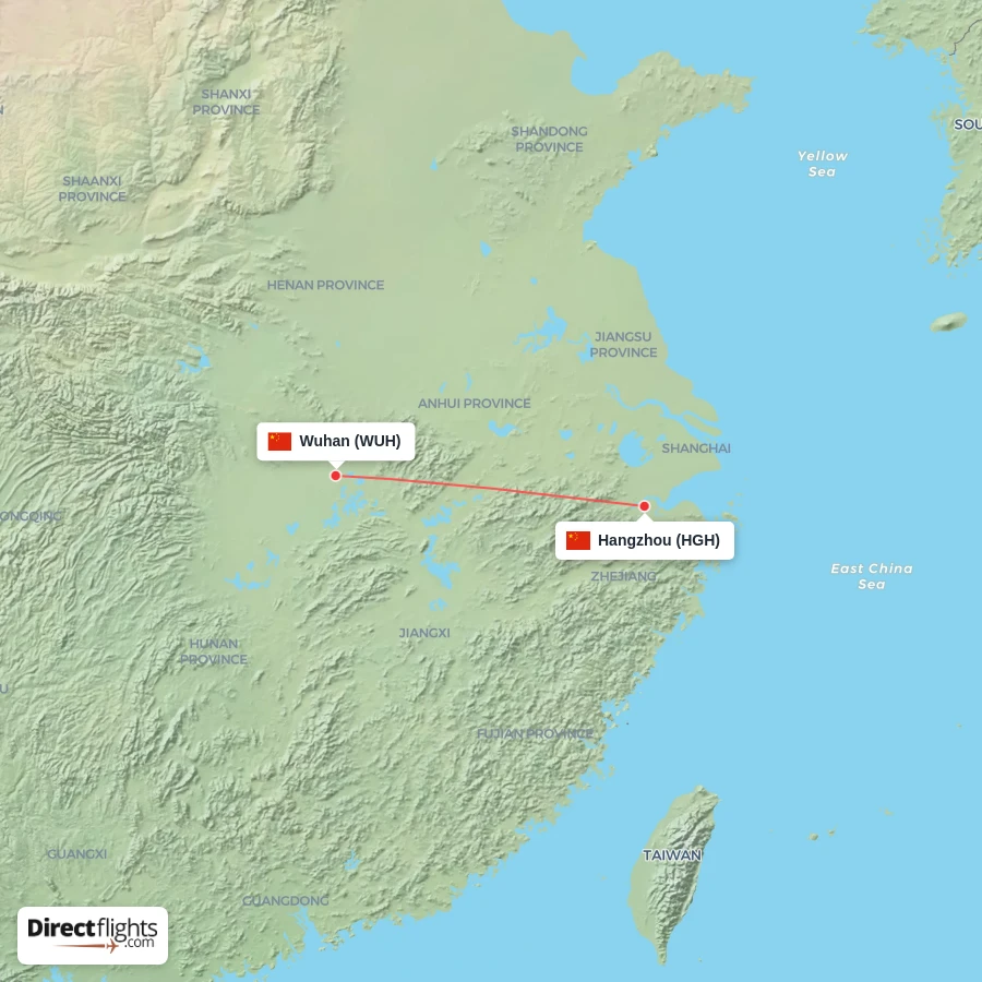 WUH - HGH route map