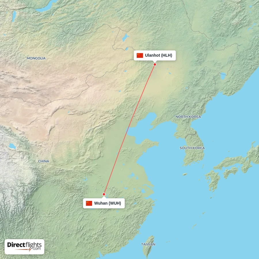 WUH - HLH route map