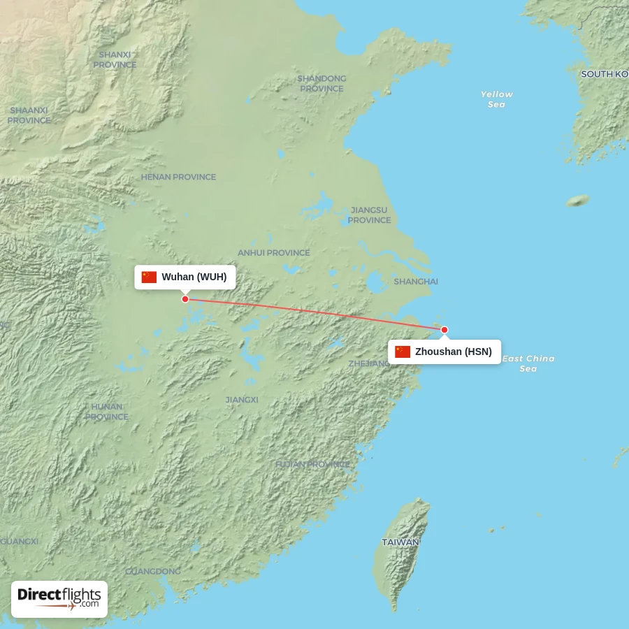 WUH - HSN route map