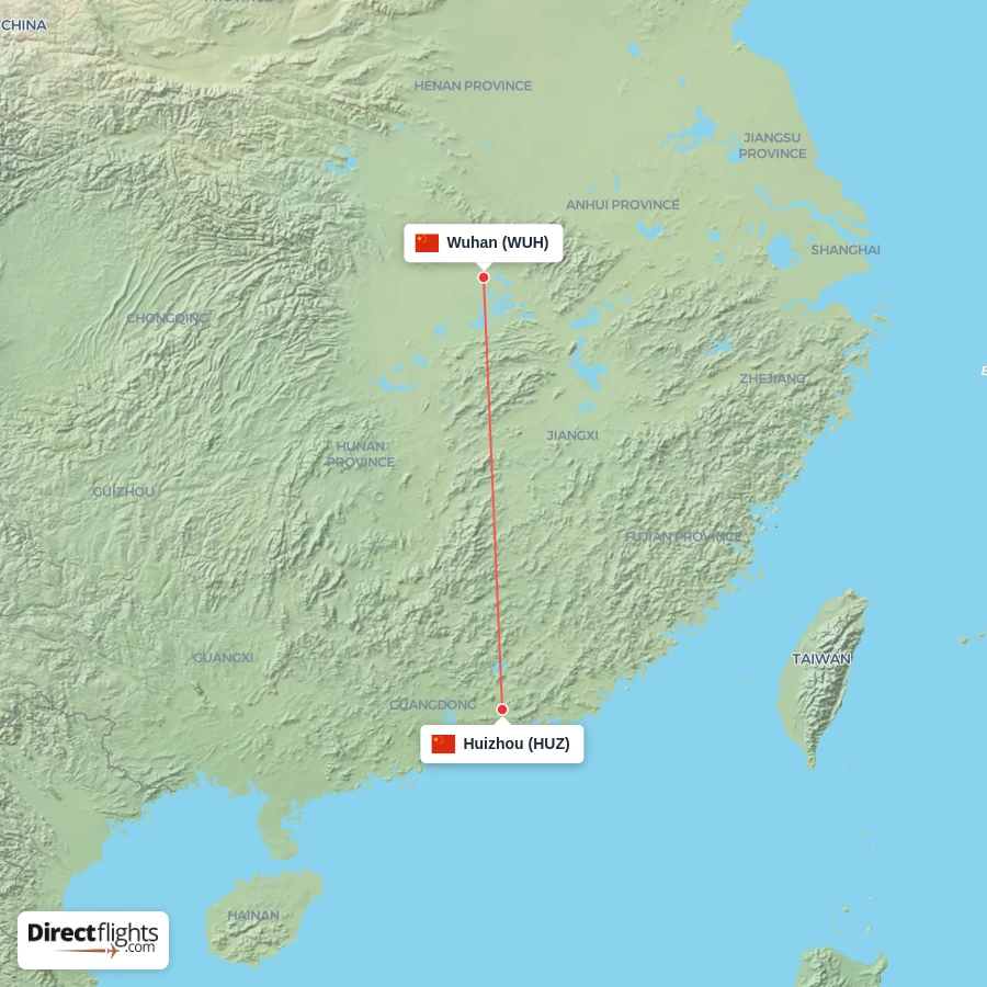 WUH - HUZ route map