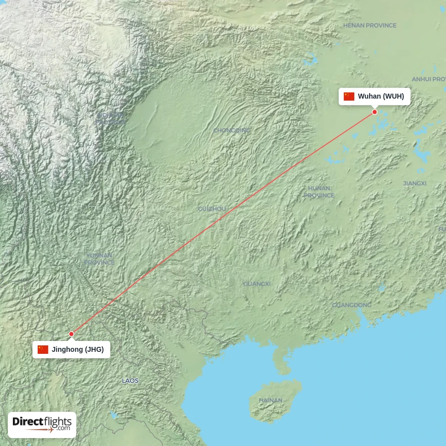 WUH - JHG route map