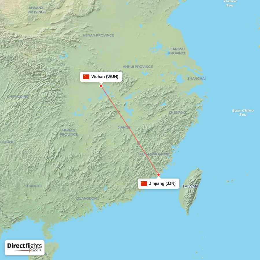 WUH - JJN route map