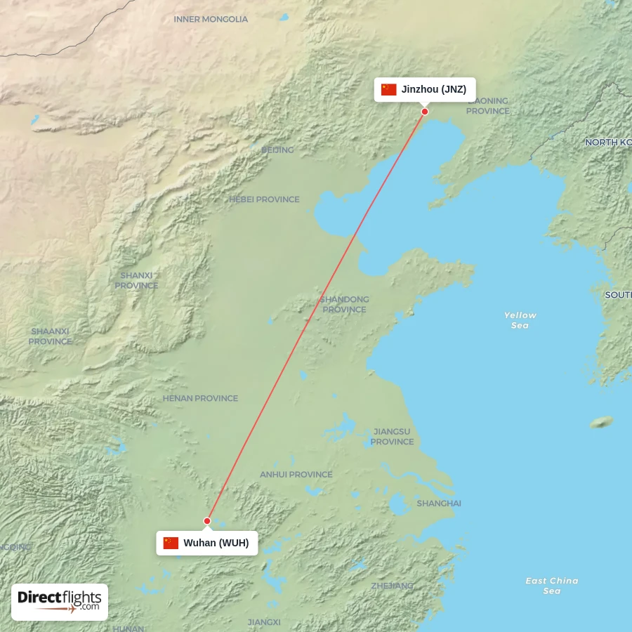 WUH - JNZ route map