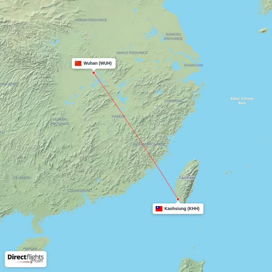 WUH - KHH route map