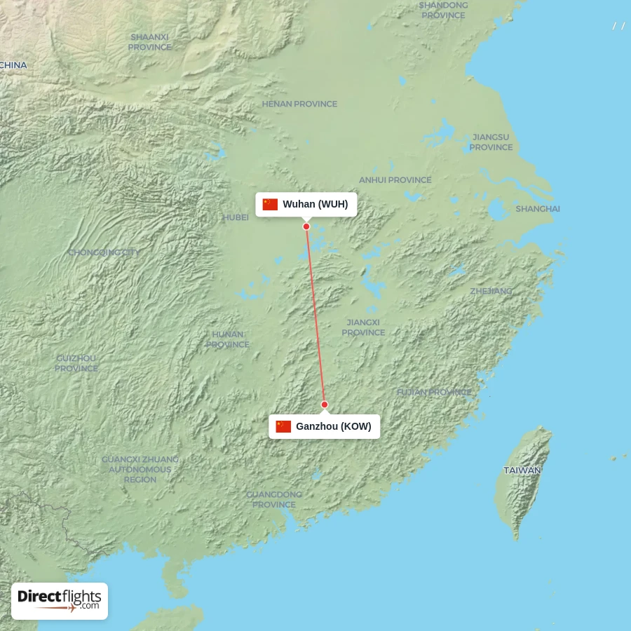 WUH - KOW route map